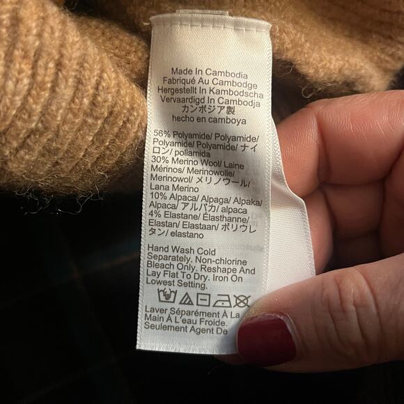 J. Crew Women's Tan Supersoft Rollneck Sweater Boxy Cropped Fit Size Small - Picture 7 of 7